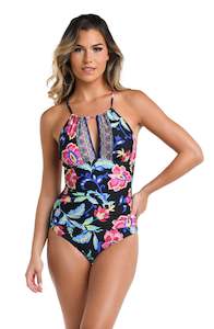 Midnight Magic High-Neck Keyhole One Piece