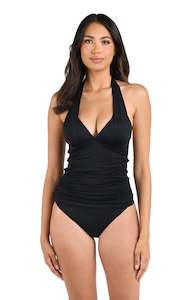 Island Goddess Halter Tankini Top - Black