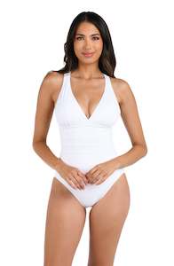 Island Goddess Multi-Strap Cross-Back One Piece - White