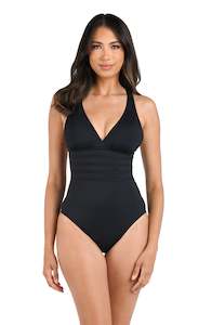 Island Goddess Multi-Strap Cross-Back One Piece - Black