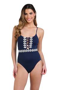 Sea Scallops Plunge Front Strappy Back One Piece