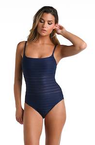 Fluid Lines Lingerie One Piece w/ Mesh Detail - Indigo