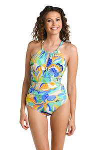 Sun In Sicily High-Neck Keyhole One Piece