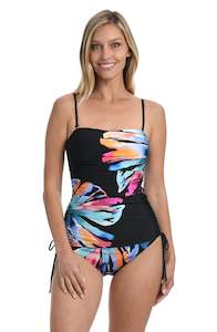 Prism Palm Bandeau Cinch Side Tankini Top - FINAL SALE