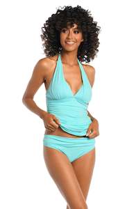 Island Goddess Halter Tankini Top - Ice Blue