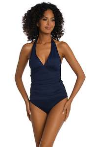 Island Goddess Halter Tankini Top - Indigo