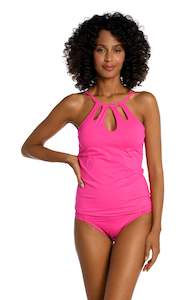 Group Keyhole Tankini Top: Island Goddess Underwire Keyhole Tankini Top - Pop Pink