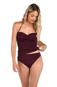 Island Goddess Bandeau Tankini Top - Dark Cherry