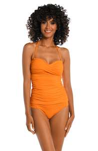 Island Goddess Bandeau Tankini Top - Tangerine