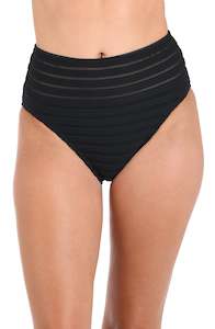 Fluid Lines High-Waist Bottom w/ Mesh Detail - Black