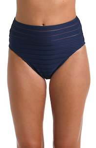 Fluid Lines High-Waist Bottom w/ Mesh Detail - Indigo