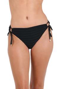 Group Side Tie Hipster Bottom: Fluid Lines Side Tie Hipster Bottom - Black