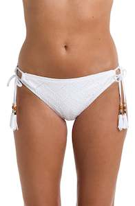 Group Side Tie Hipster Bottom: Saltwater Sands Side Tie Hipster Bottom - White