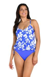 24th & Ocean Marseille Floral Underwire V-Neck Blouson Tankini Top