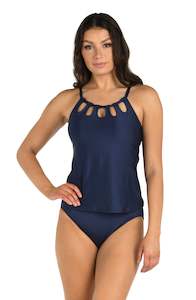 24th & Ocean Solid Underwire Cutout High Neck Tankini Top