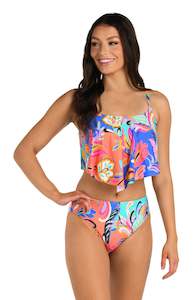 24th & Ocean Prima Paisley Handkerchief Flounce Midkini Top