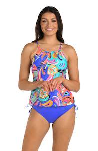 24th & Ocean Prima Paisley Underwire Cutout High Neck Tankini Top