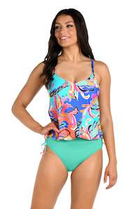 24th & Ocean Prima Paisley Underwire V-Neck Blouson Tankini Top