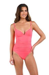 Island Goddess V-Wire Lingerie One Piece - Coral Reef