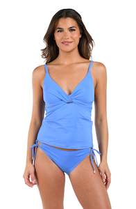 Swim Collection Island Goddess: Island Goddess V-Neck Twist Front Tankini Top - Chambray