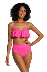 Island Goddess Ruffle Bandeau Bra Top - Pop Pink