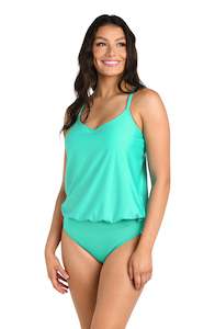 24th & Ocean Solid Underwire V-Neck Blouson Tankini Top