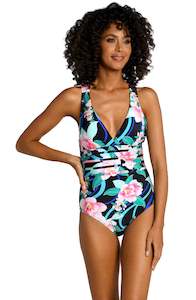 Nightfall Blooms Multi-Strap Cross-Back One Piece