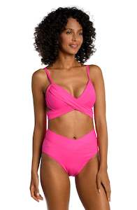 Island Goddess Wrap Underwire Bra Top - Pop Pink