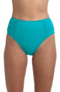 Island Goddess Side Shirred High Waist Bottom - Turquoise