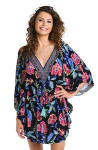 Midnight Magic V-Neck Caftan Cover Up