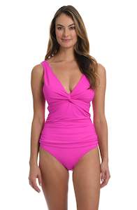 Island Goddess Twist Tie Back Tankini Top - Orchid