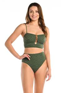 Saltwater Sands Bandeau Midkini Top - Olive