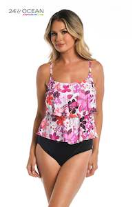 24th & Ocean Tropic Blooms Tiered Tankini Top