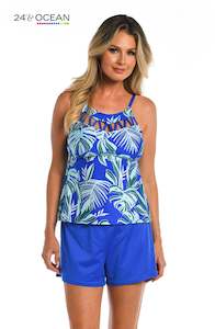 24th & Ocean West Palms High Neck Cutout Tankini Top