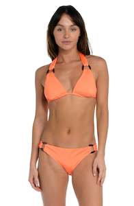 Sunshine 79 Wanderlust Solids D Ring Halter Triangle Top - Bright Coral