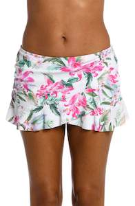 Skirted Bottoms: Mystic Palms Asymmetrical Ruffle Skirt