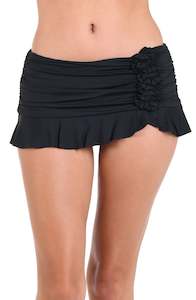 Island Goddess Asymmetrical Ruffle Skirted Bottom - Black