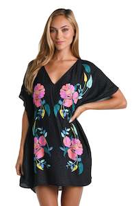 Tunics: Sunshine 79 Cascade Blooms V-Neck Caftan