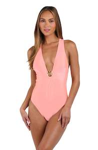 Sunshine 79 Solids Keyhole V-Plunge One Piece - Blossom