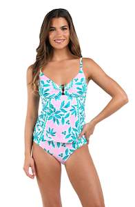 Tops Swimsuits: Opulent Palm Over-The-Shoulder Tankini Top