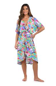 Cover Ups: Tropi-flage Twist Front Midi Dress Cover Up