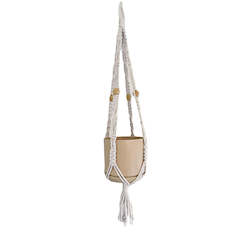 Boho Macrame Plant Hanger Nikau - White With or Without Pot