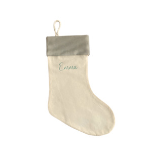 Christmas Stocking Green Striped - Personalised