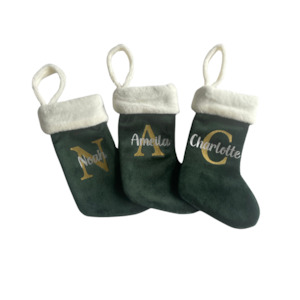 Personalised Gift Mini Stockings Green Velvet