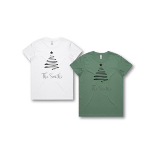 Personalised Women's Christmas T-Shirts Ribbon Tree