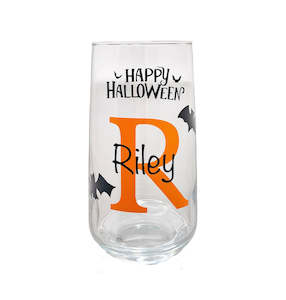 Personalised Halloween Glass with Bats