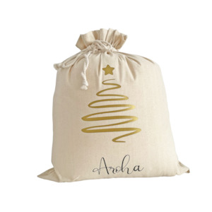 Santa Sack Gold Tree Medium - Personalised