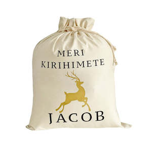 Santa Sack Gold Reindeer - Personalised