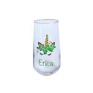 Personalised Christmas Unicorn Glass