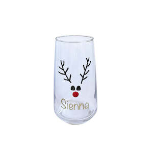 Personalised Rudolph Christmas Glass